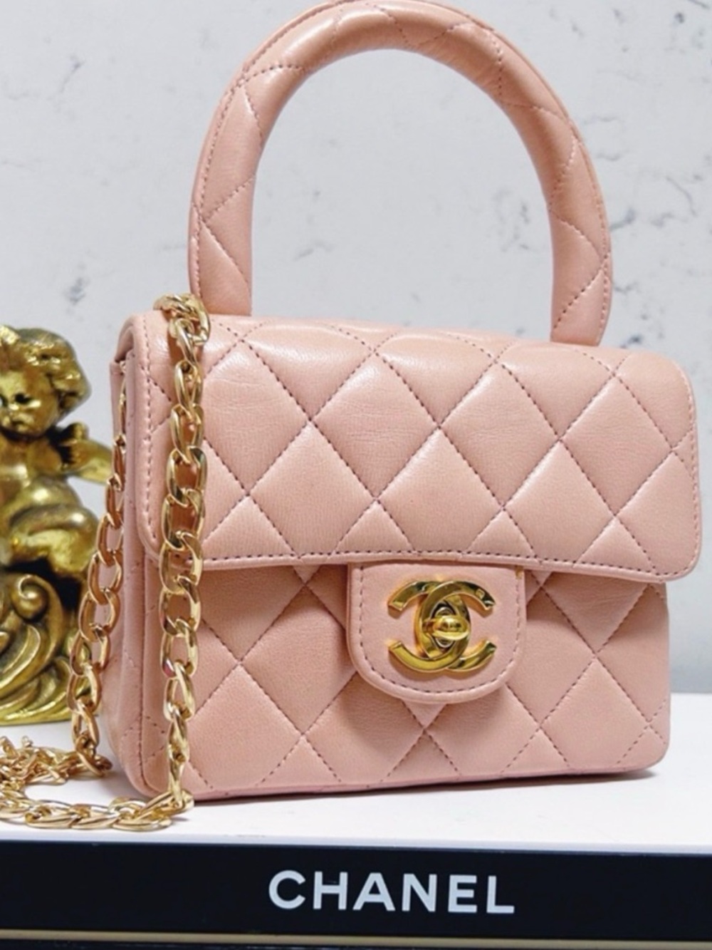 Authentic Chanel ULTRA RARE 90’s Top Handle Mini Kelly “Child” Handbag